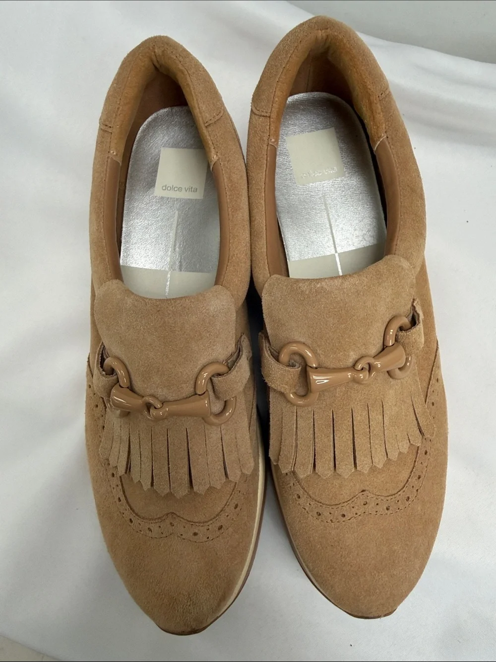 Dolce Vita Tan Suede Fringe Loafer Sneakers